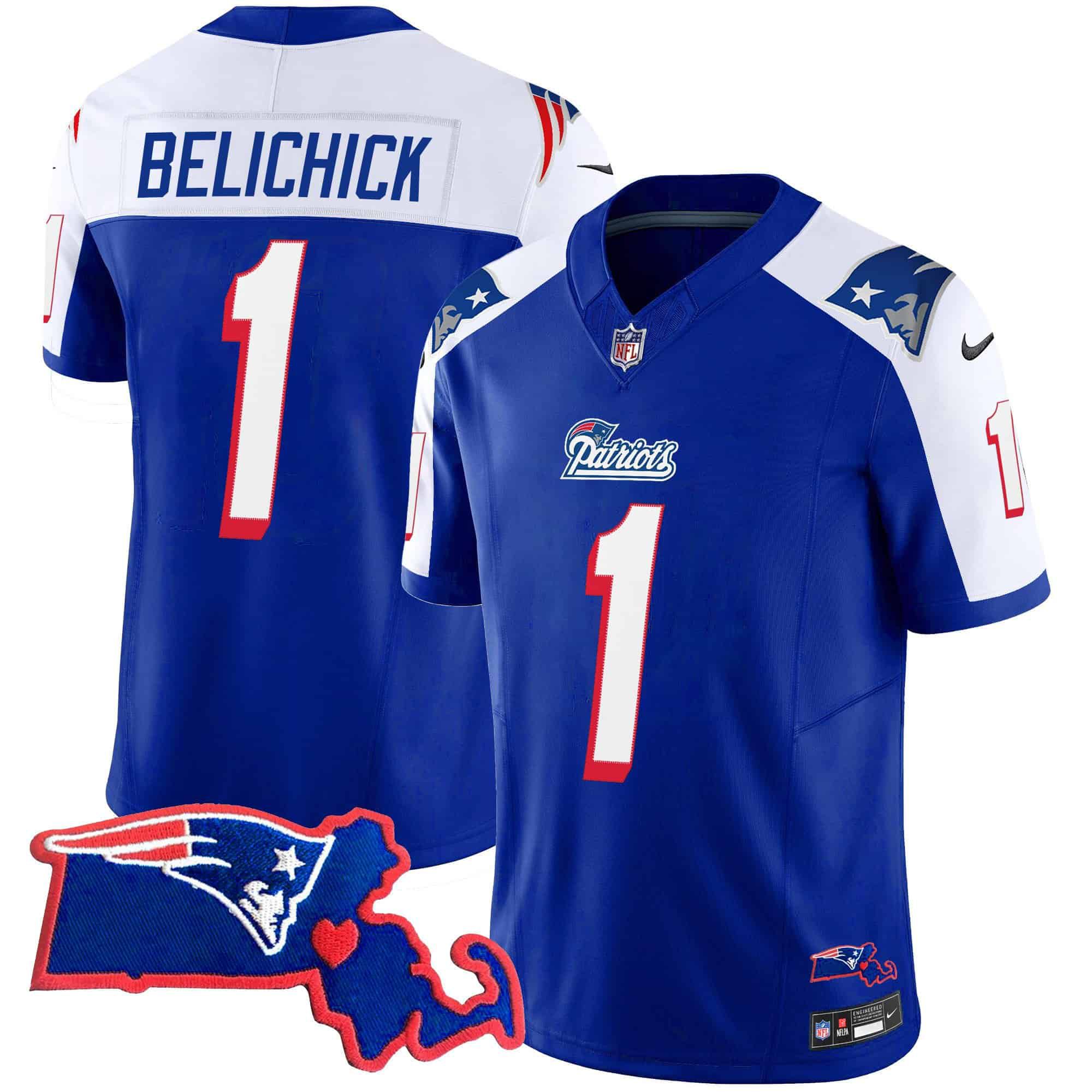Men New England Patriots #1 Belichick Blue 2024 Nike Patch Vapor Limited NFL Jersey->indianapolis colts->NFL Jersey